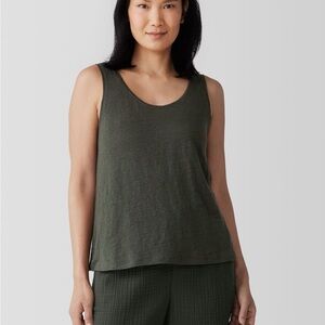 Eileen Fisher Linen Jersey Tank Dark Olive Green XXS